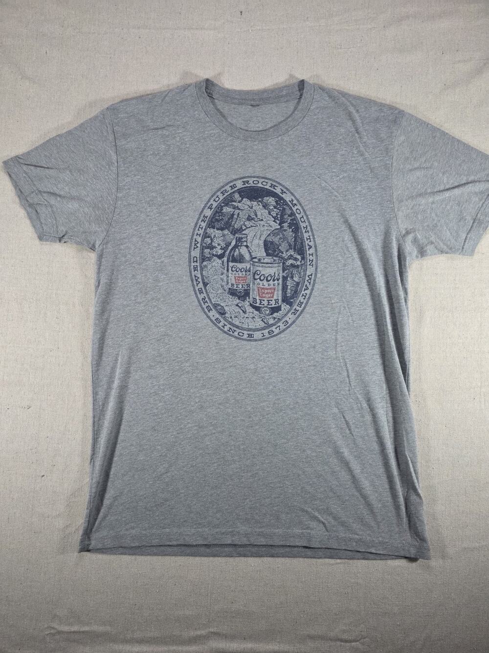 Coors Banquet Beer Shirt Mens Large Gray Graphic Tee Rocky Mountain Since 1873